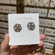 *預訂貨：約六月中旬*Tory Burch 鏤空六角型 logo耳環 