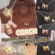 *預訂貨：約8月下旬*Coach Signature Triple Ring Pendant Necklace 頸鏈