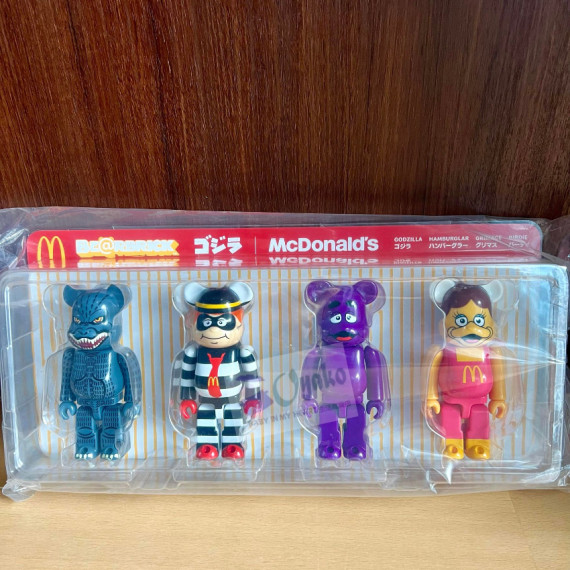 日本麥當勞限定版 BE@RBRICK 麥當勞 x 哥斯拉 150%    McDonald's set  ( 一套四隻） 